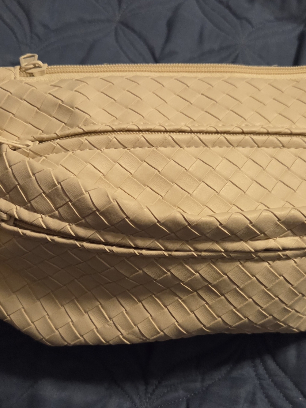 New Woven Leather Crossbody Bag and Wallet In Cream Color